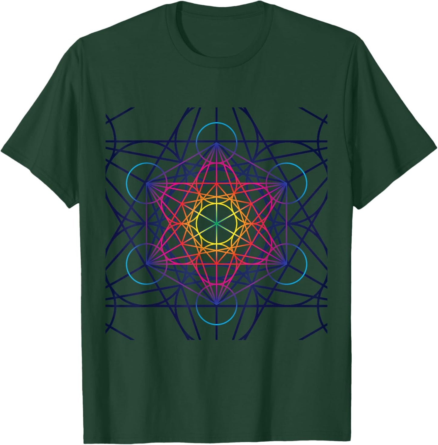 Cool Mandala Sacred Geometry Metatrons Cube Design T-Shirt - T-Shirt | Forest
