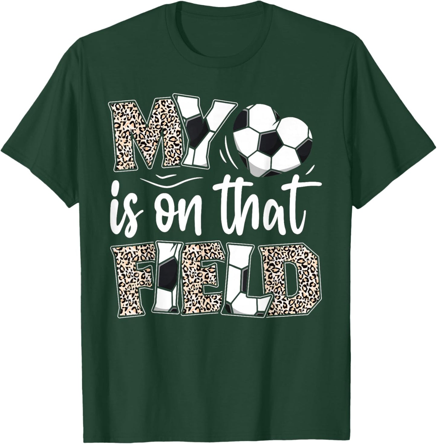 My heart is on that field Soccer leopard soccer mom player T-Shirt - T-Shirt | Forest