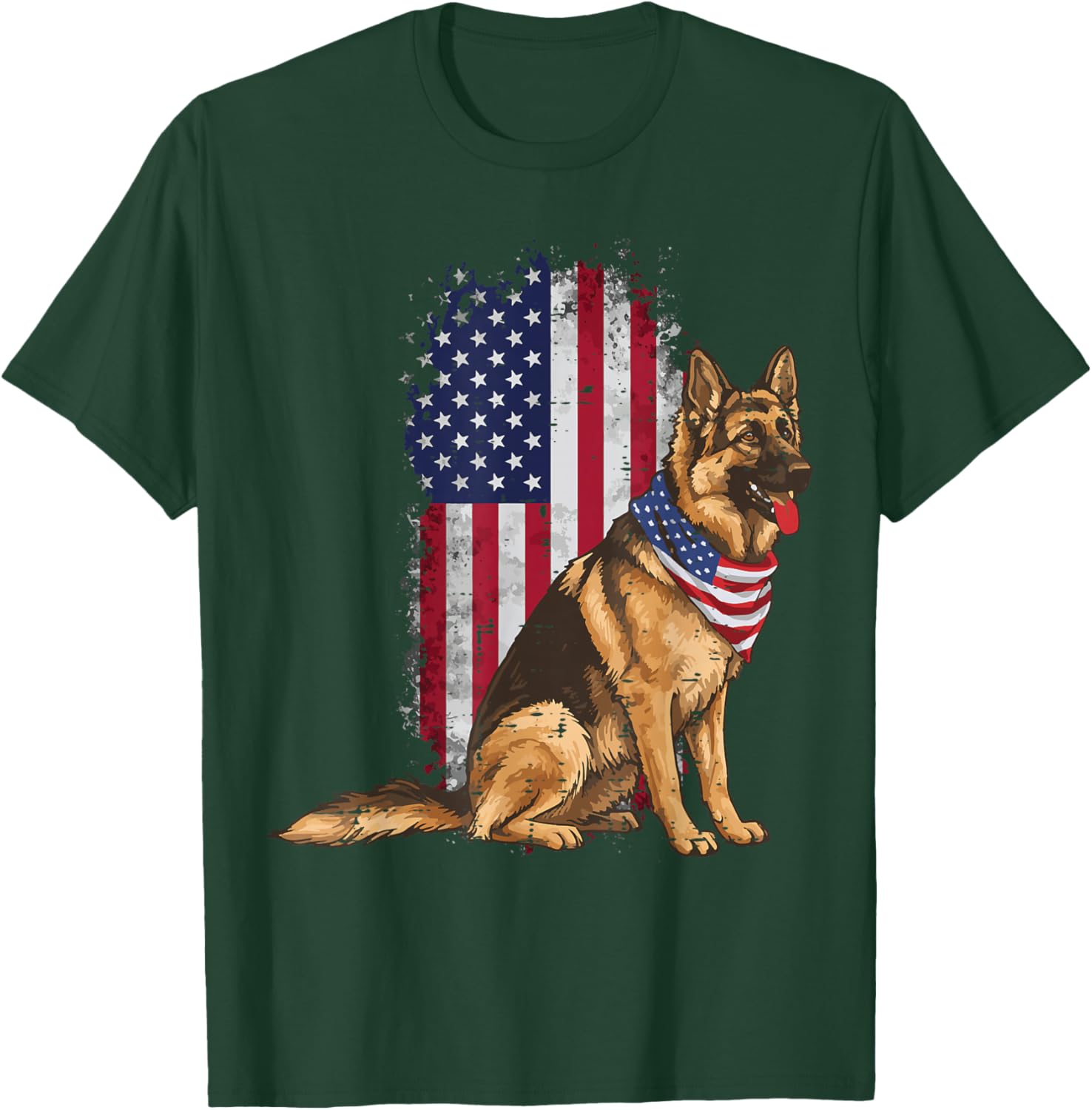 4th Of July Dog German Shepherd USA K9 Men Women Kids T-Shirt - T-Shirt | Forest