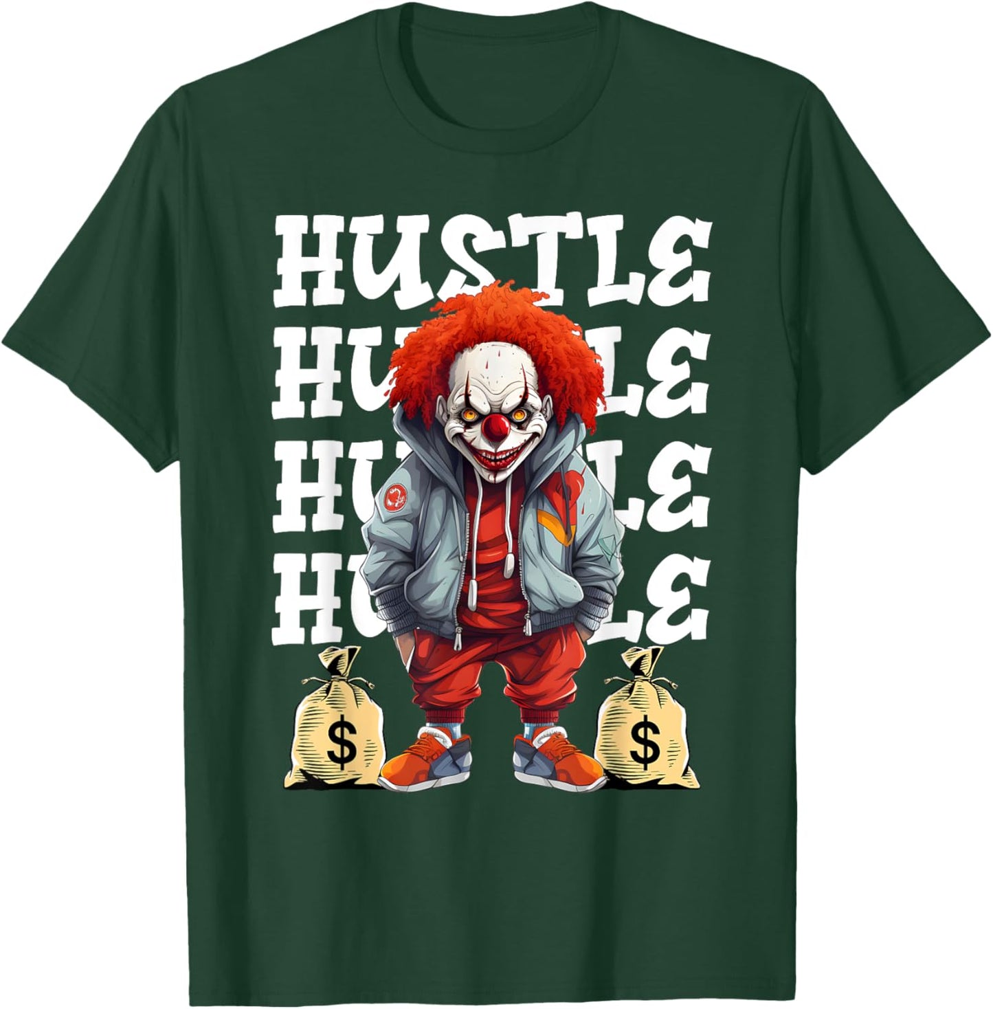 Hip Hop Scary Clown Hustle Money Urban Streetwear Halloween T-Shirt - T-Shirt | Forest