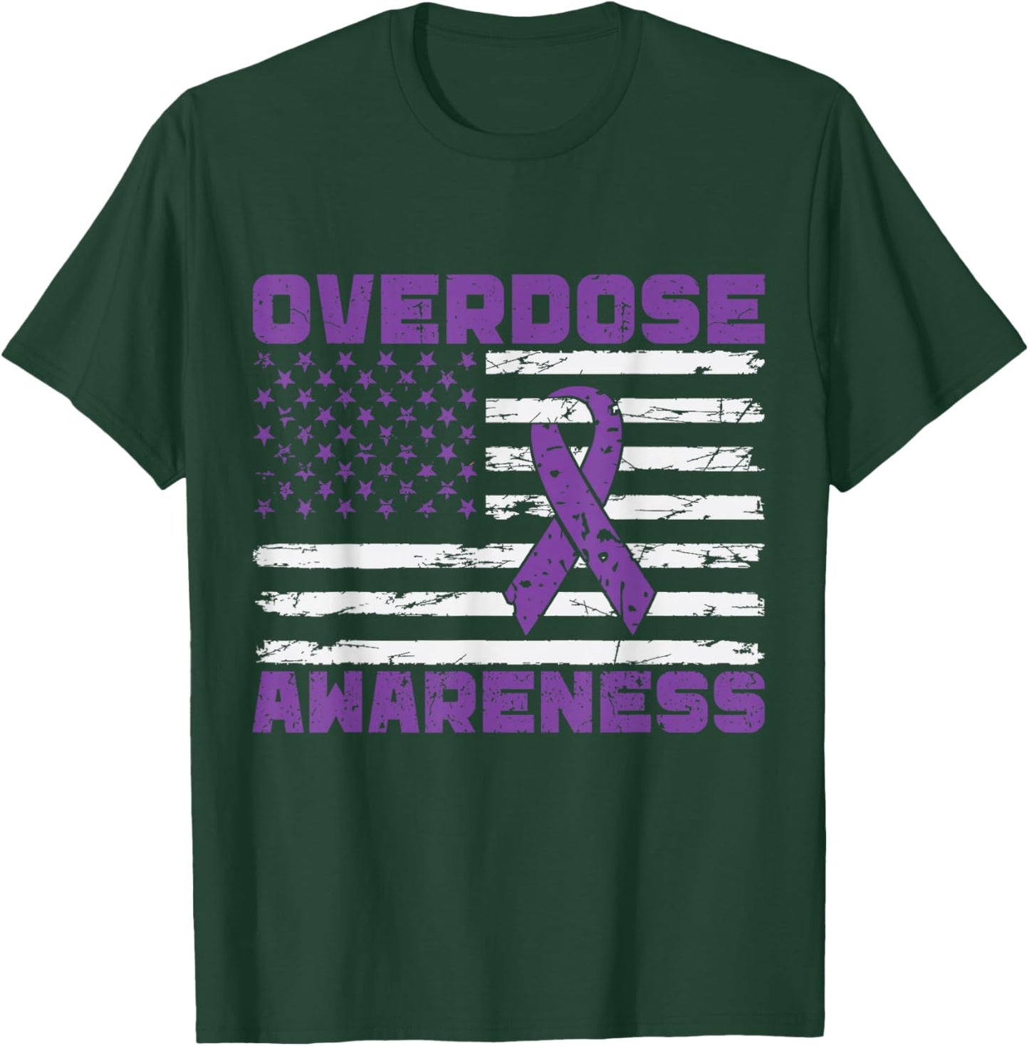 Overdose Awareness Purple Ribbon Drug Addiction T-Shirt - T-Shirt | Forest