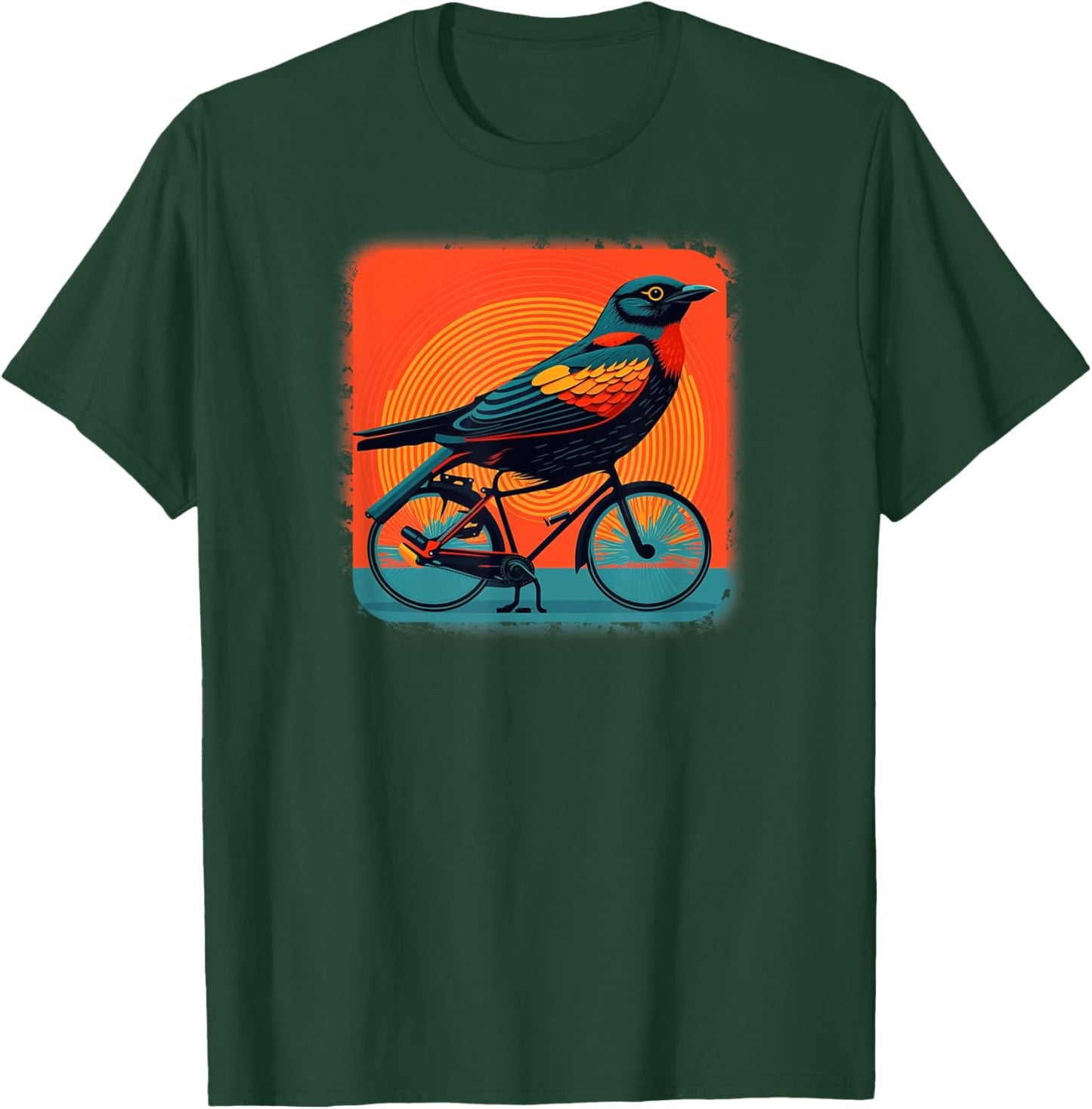 Redwing Blackbird - Redwinged Bird on a Bicycle T-Shirt - T-Shirt | Forest