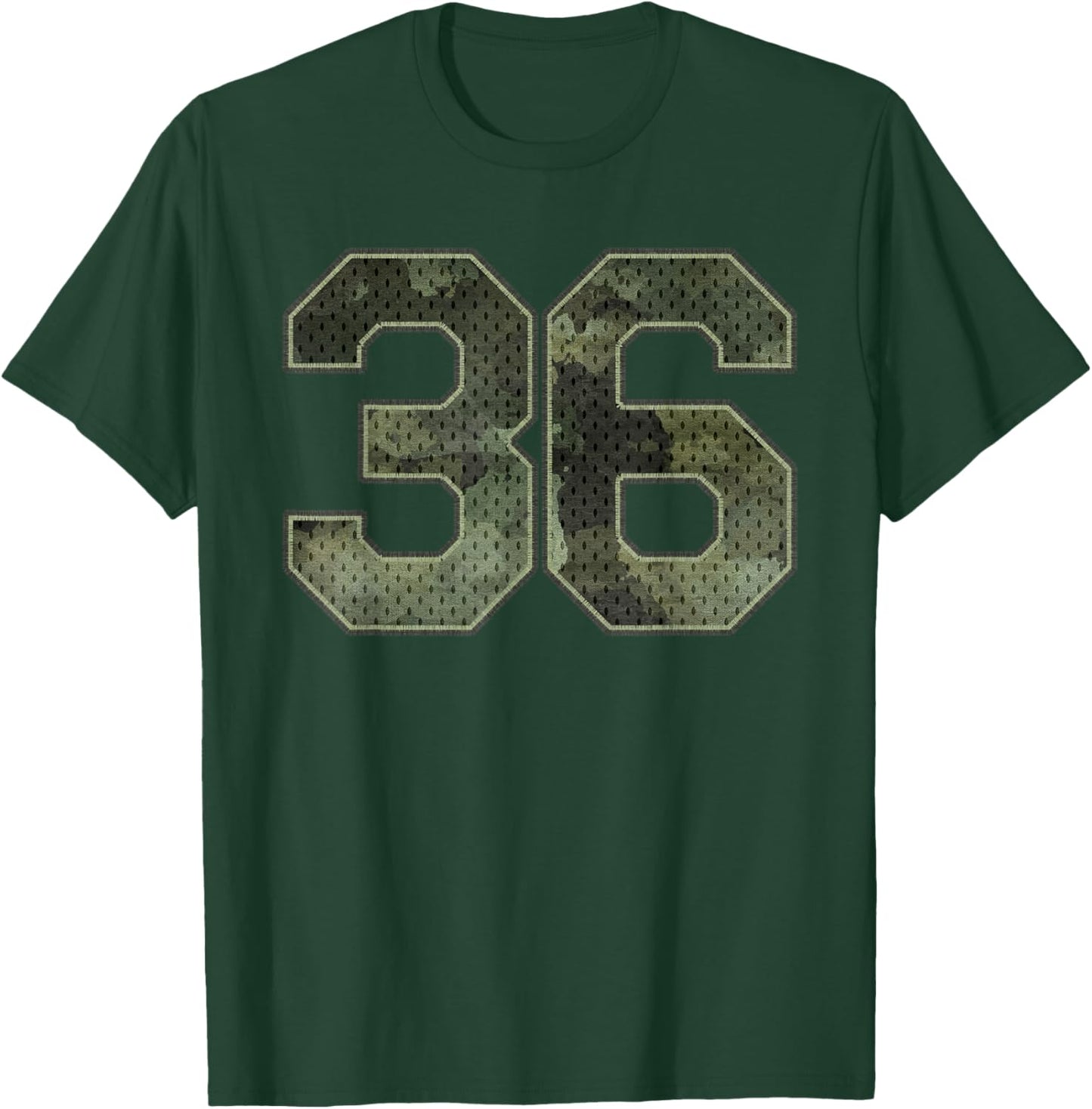 Camo Number 36 Athlete Sports Jersey Supporter Fanwear T-Shirt - T-Shirt | Forest
