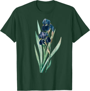 Elegant Iris Flower Antique Plants Botanical Vintage Gift T-Shirt - T-Shirt | Forest