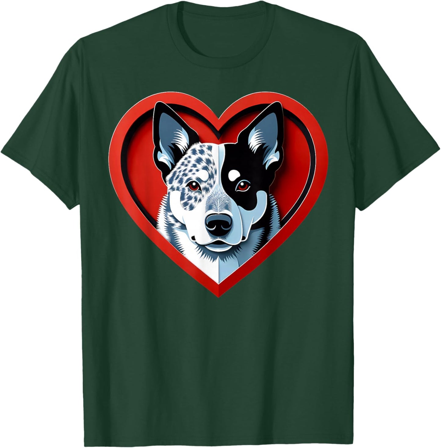 Blue Heeler Heart Australian Cattle Dog Lover Cute Puppy T-Shirt - T-Shirt | Forest