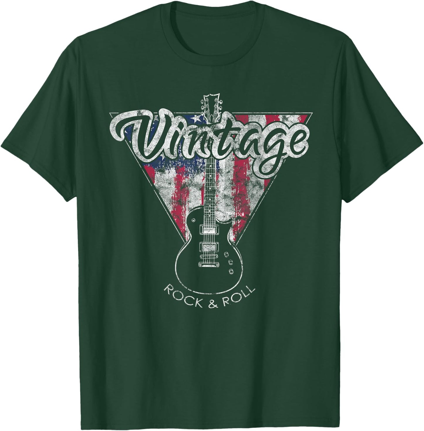 American Flag Guitar Vintage Guitar Player Gift T-Shirt - T-Shirt | Forest