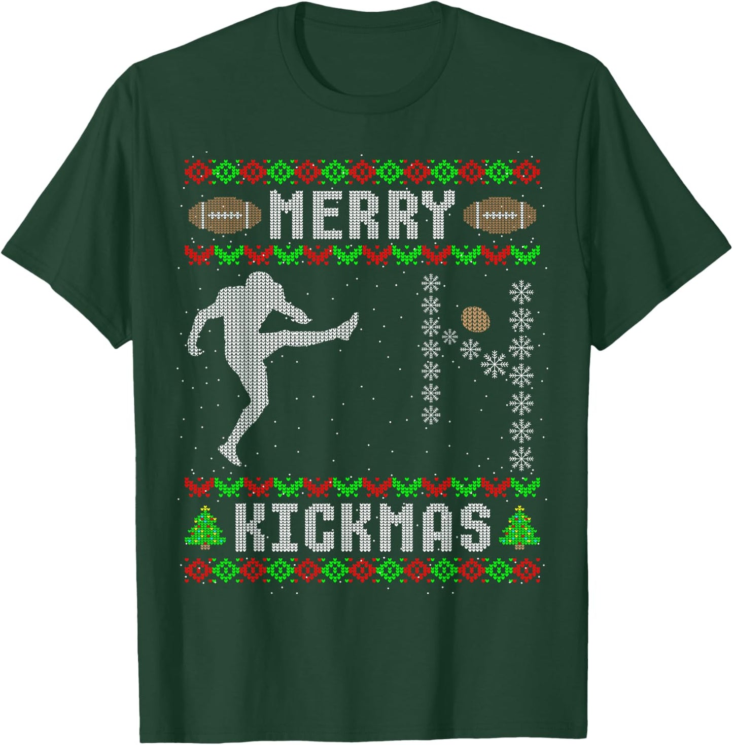 Funny Ugly Christmas Football Sport Team Kicker T-Shirt - T-Shirt | Forest