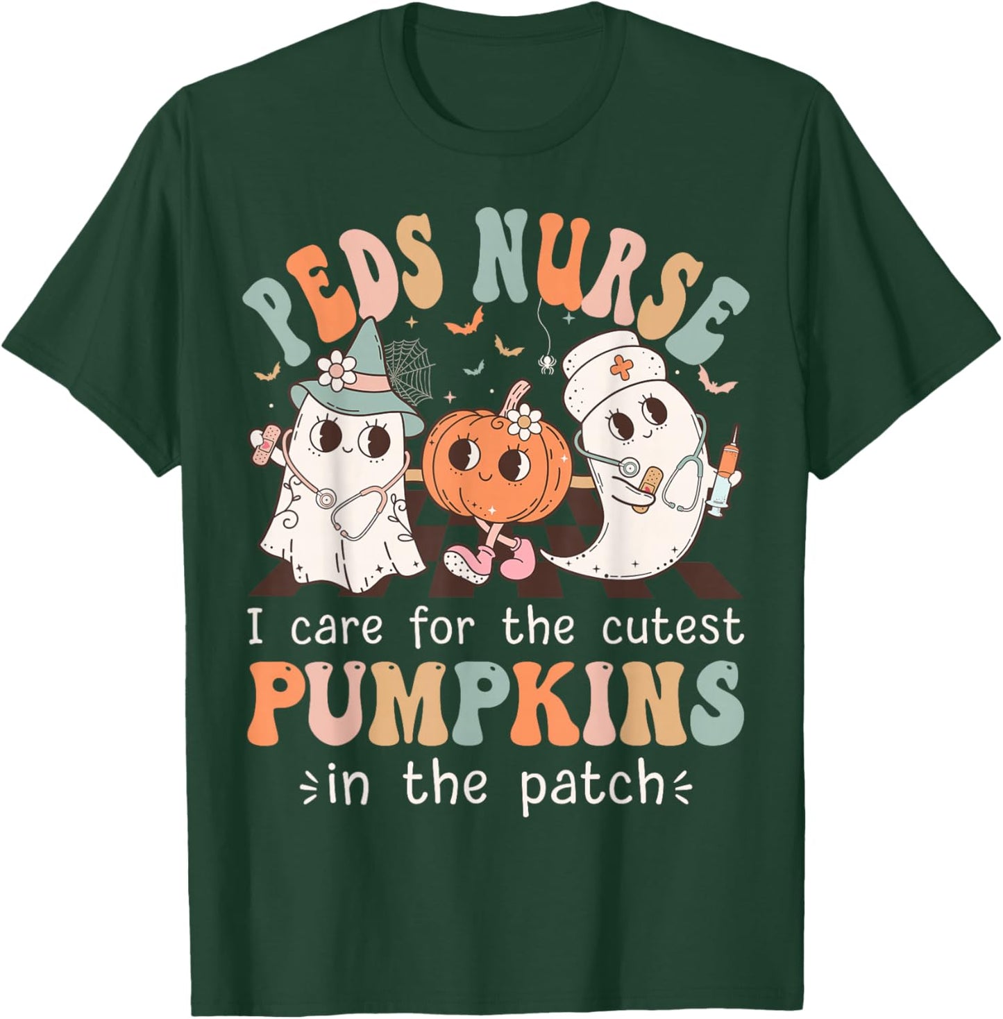 Peds Nurse Cutest Pumpkins Halloween Pediatric Nurse T-Shirt - T-Shirt | Forest