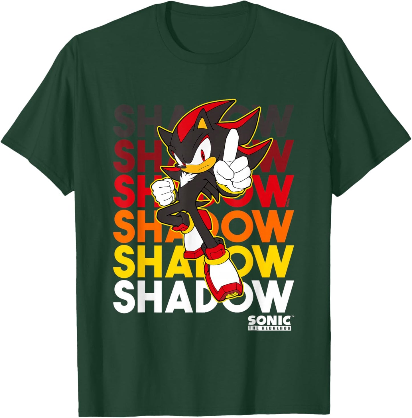 Sonic The Hedgehog Shadow Stacked Text Cool Logo T-Shirt - T-Shirt | Forest
