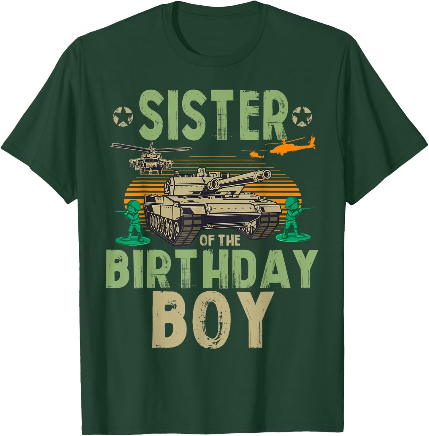 Sister of the Birthday Boy Army Party Matching Family T-Shirt - T-Shirt | Forest