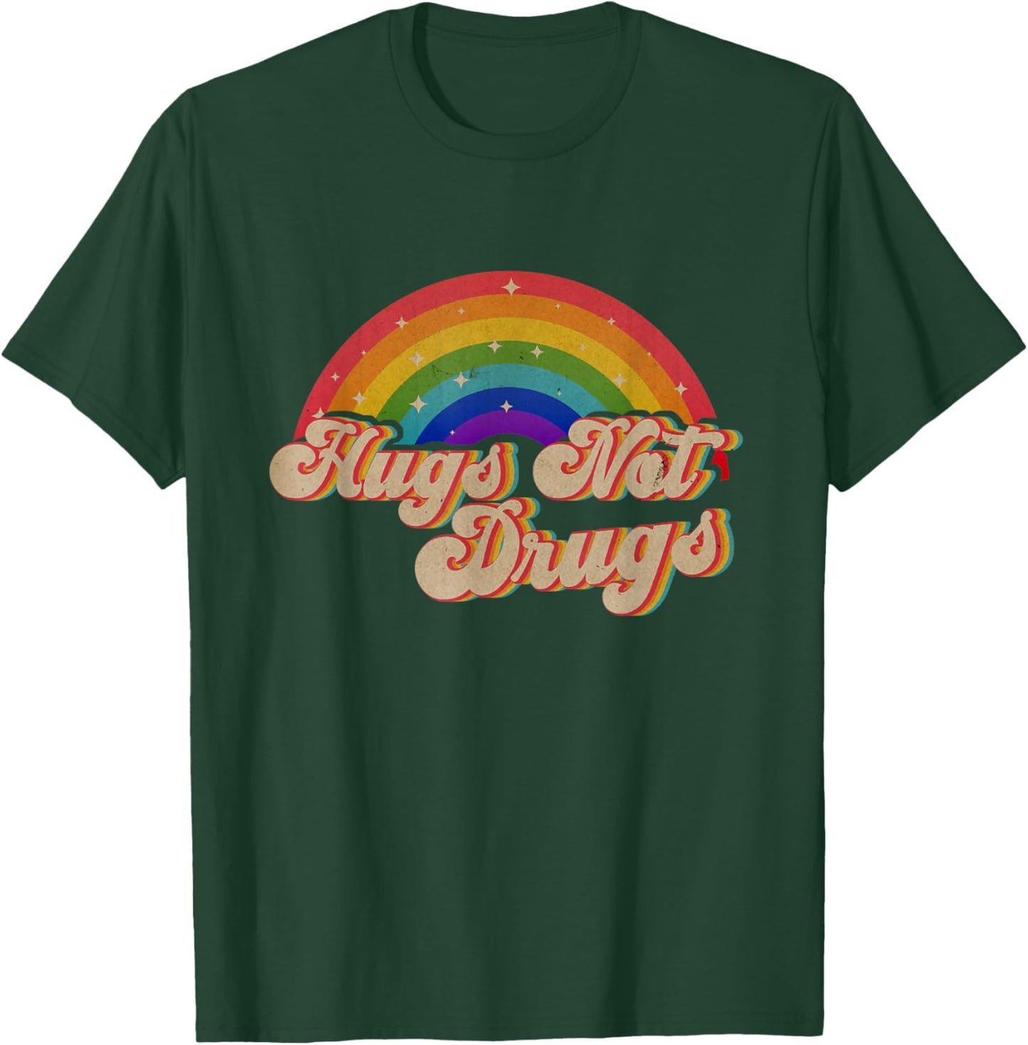 Narcotics Anonymous Hugs Not Drugs AA NA Sobriety Rainbow T-Shirt - T-Shirt | Forest