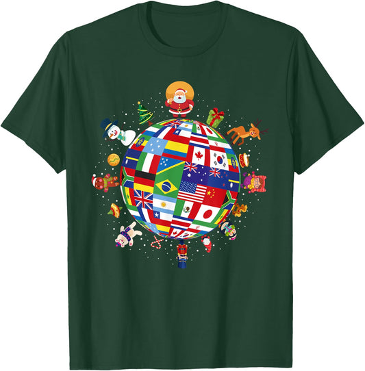 Flags Of The World Christmas Around The Globe T-Shirt - T-Shirt | Forest