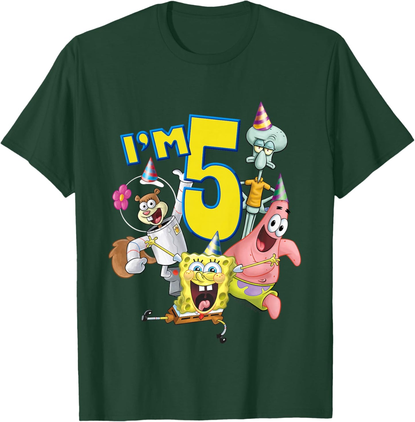 Kids Spongebob Squarepants 5th Birthday Today I'm 5 T-Shirt - T-Shirt | Forest