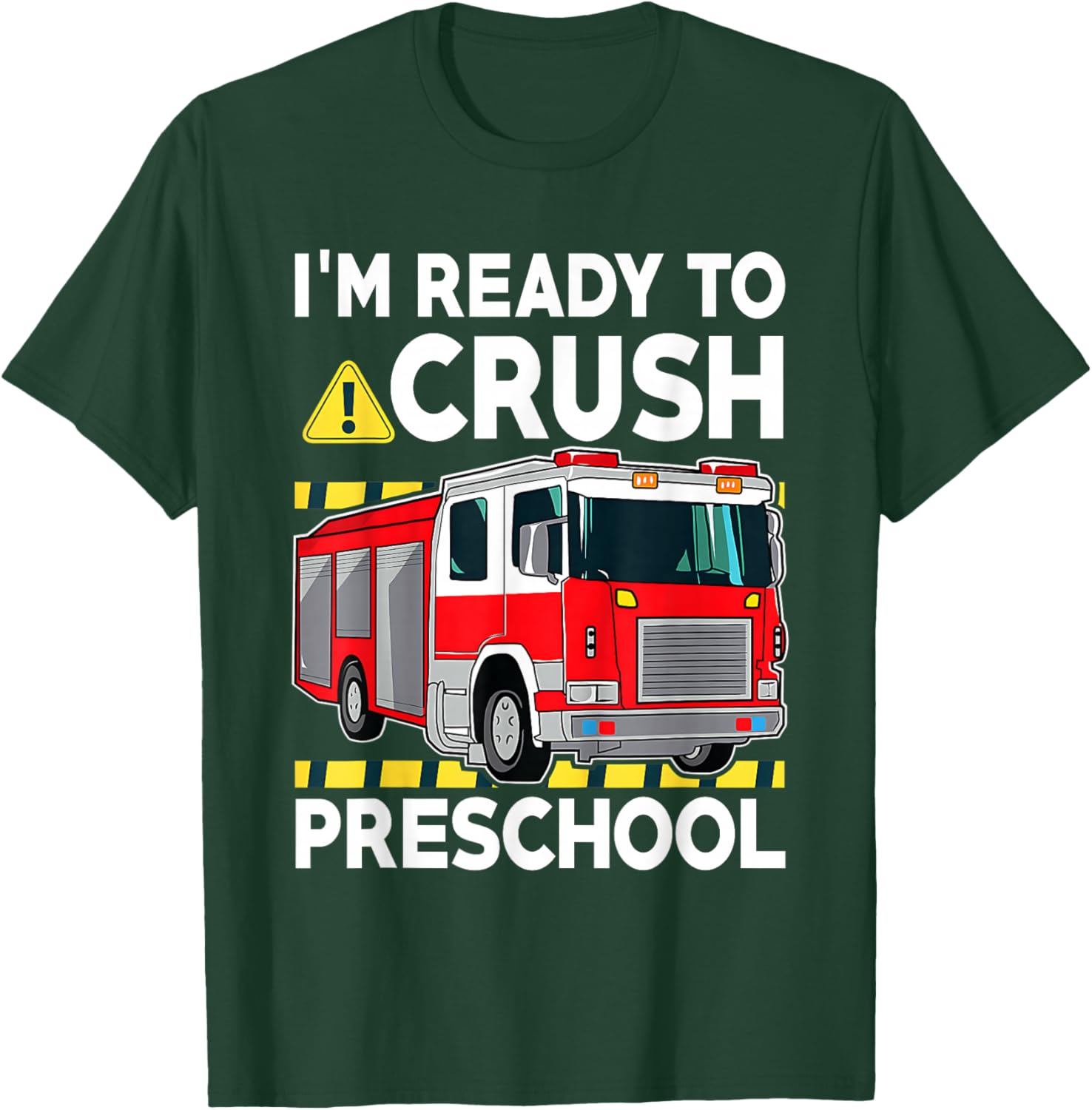 Kids Preschool Boy Fire Truck Back to School Firefighter Boy T-Shirt - T-Shirt | Forest