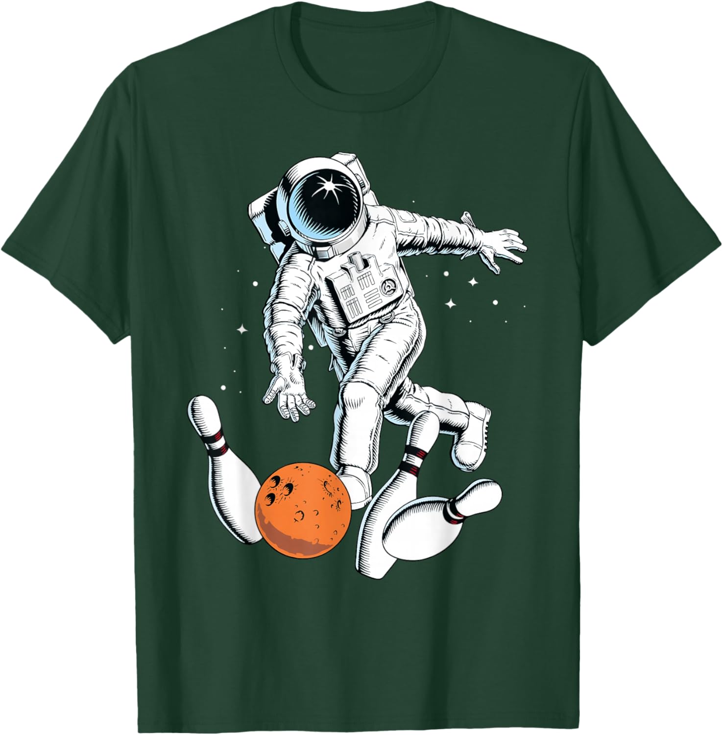 Astronaut Space Bowling Cool Astronaut Bowling Lover T-Shirt - T-Shirt | Forest