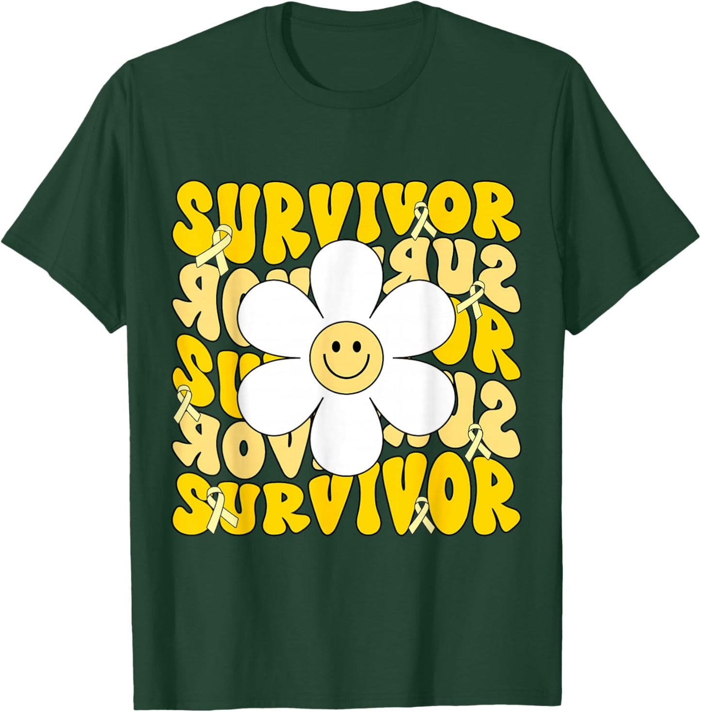 Childhood Cancer Survivor Kids Gold Ribbon Childhood Cancer T-Shirt - T-Shirt | Forest