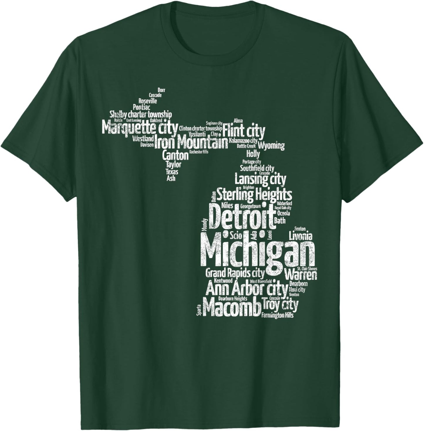 Great Lakes State Map Michigan Vacations Camping Hiking T-Shirt - T-Shirt | Forest