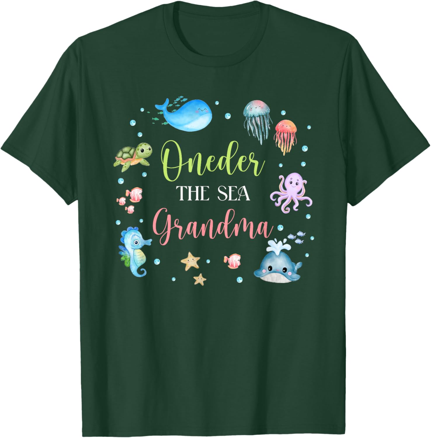 Grandma Under Sea Birthday Party Ocean Sea Animals Themed T-Shirt - T-Shirt | Forest