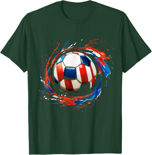 Soccer Football USA Flag Soccer Gift T-Shirt - T-Shirt | Forest