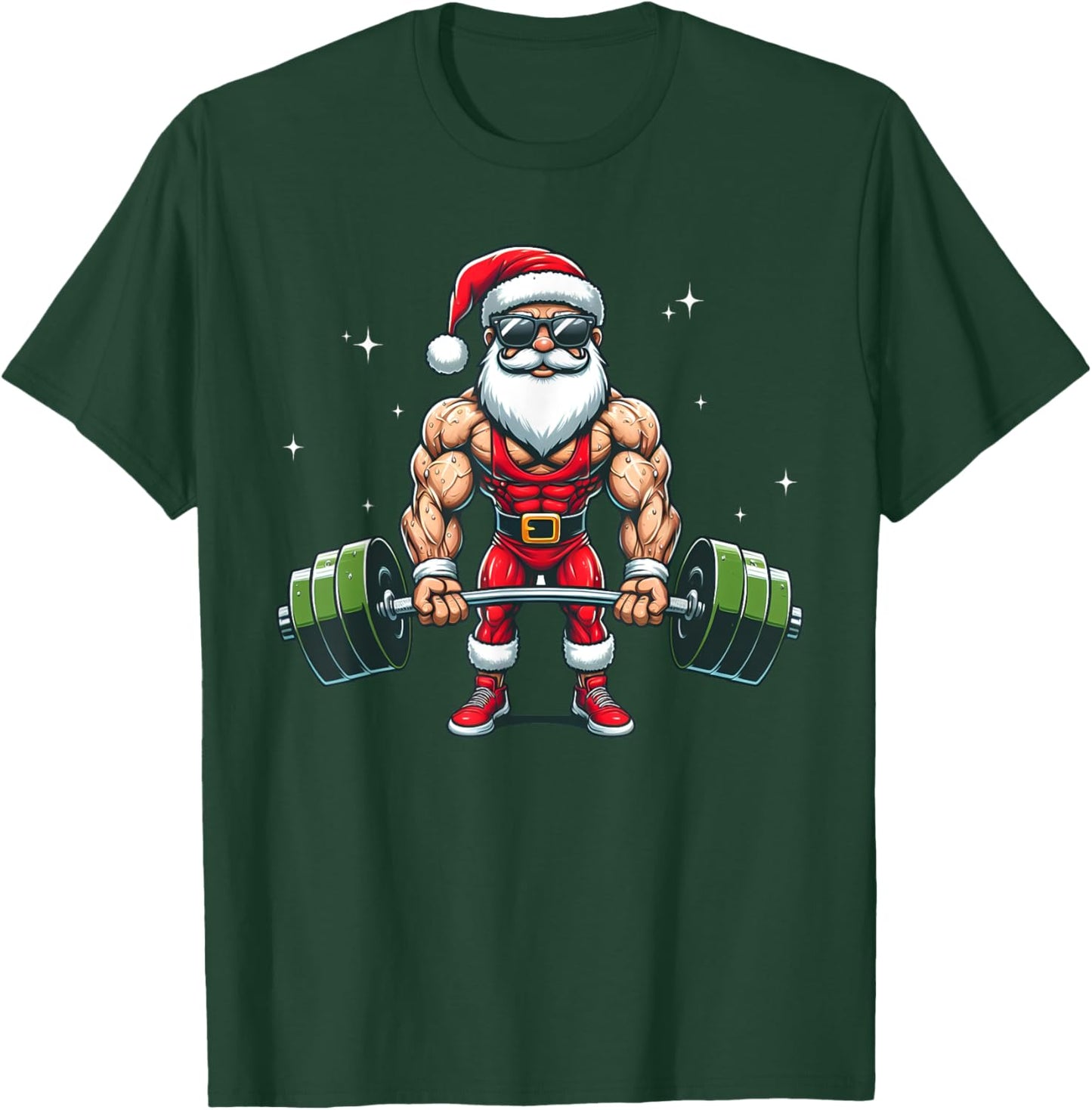 Santa Deadlift Bodybuilder Funny Fitness Christmas in july T-Shirt - T-Shirt | Forest