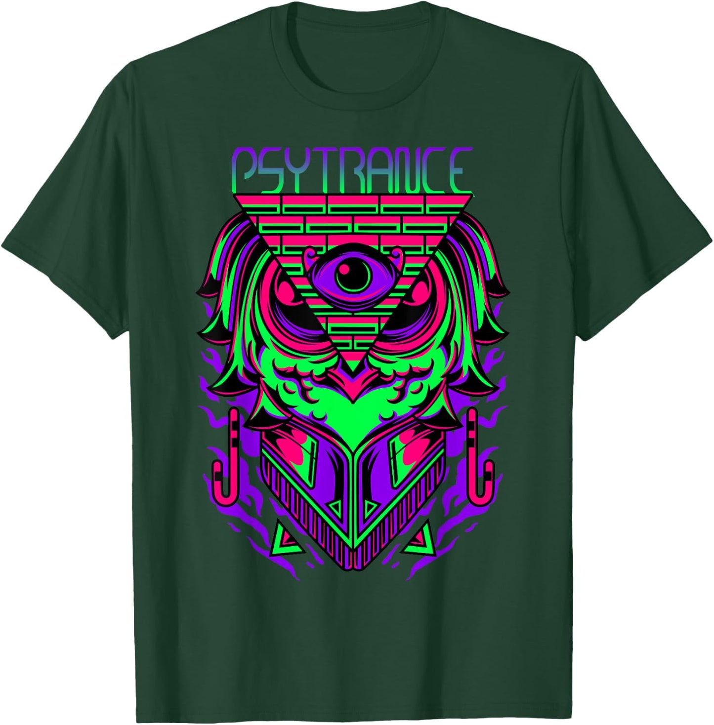 Psytrance Shirt, Rave Shirt, Techno Owl, EDM, Trippy 3rd Eye T-Shirt - T-Shirt | Forest