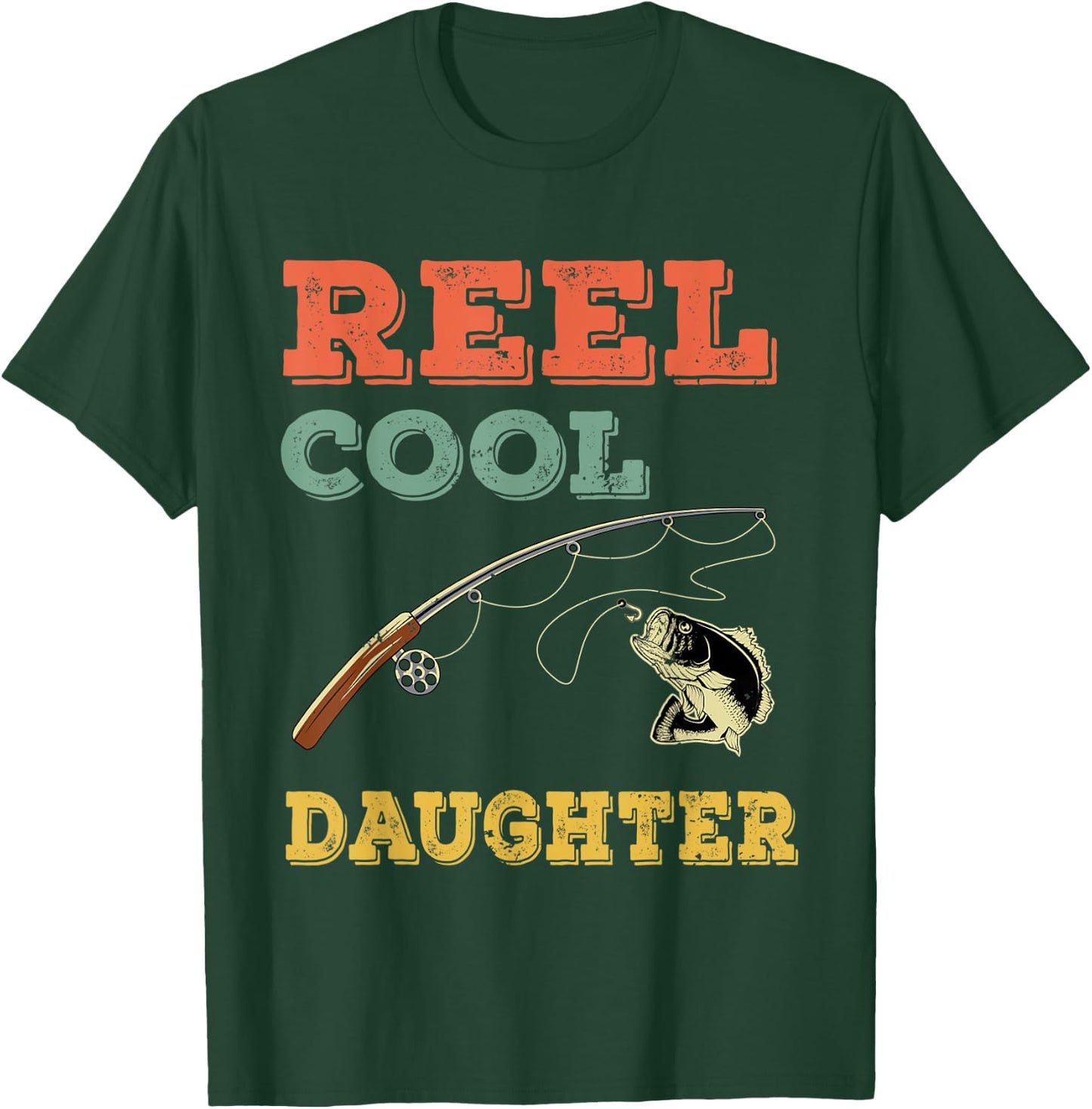 Bass Fish Reel Cool Daughter Fisherwoman Gift - Bass Fishing T-Shirt - T-Shirt | Forest