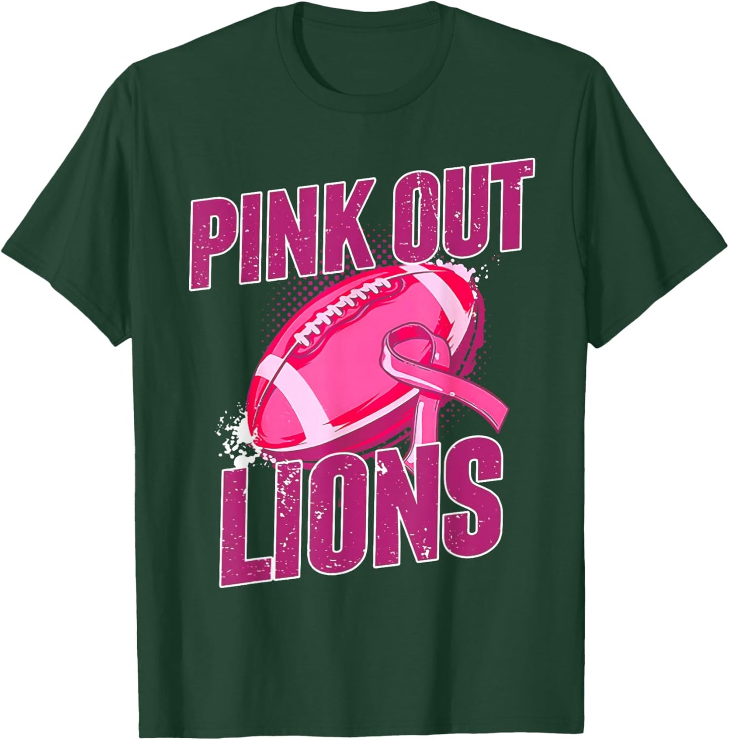 Lions Pink Out Football Tackle Breast Cancer T-Shirt - T-Shirt | Forest