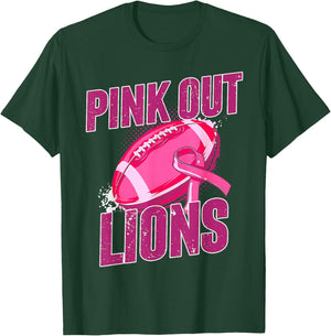Lions Pink Out Football Tackle Breast Cancer T-Shirt - T-Shirt | Forest