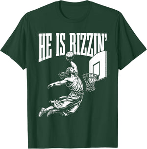 He is Rizzin Funny Easter Rizz Meme Basketball T-Shirt - T-Shirt | Forest