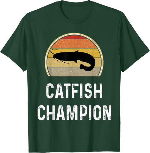 Catfish Champion Fishing Gifts Funny Fisherman Shirt Retro
