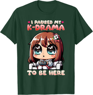 I Paused My K-Drama To Be Here I Finger Heart I Korean Music T-Shirt - T-Shirt | Forest
