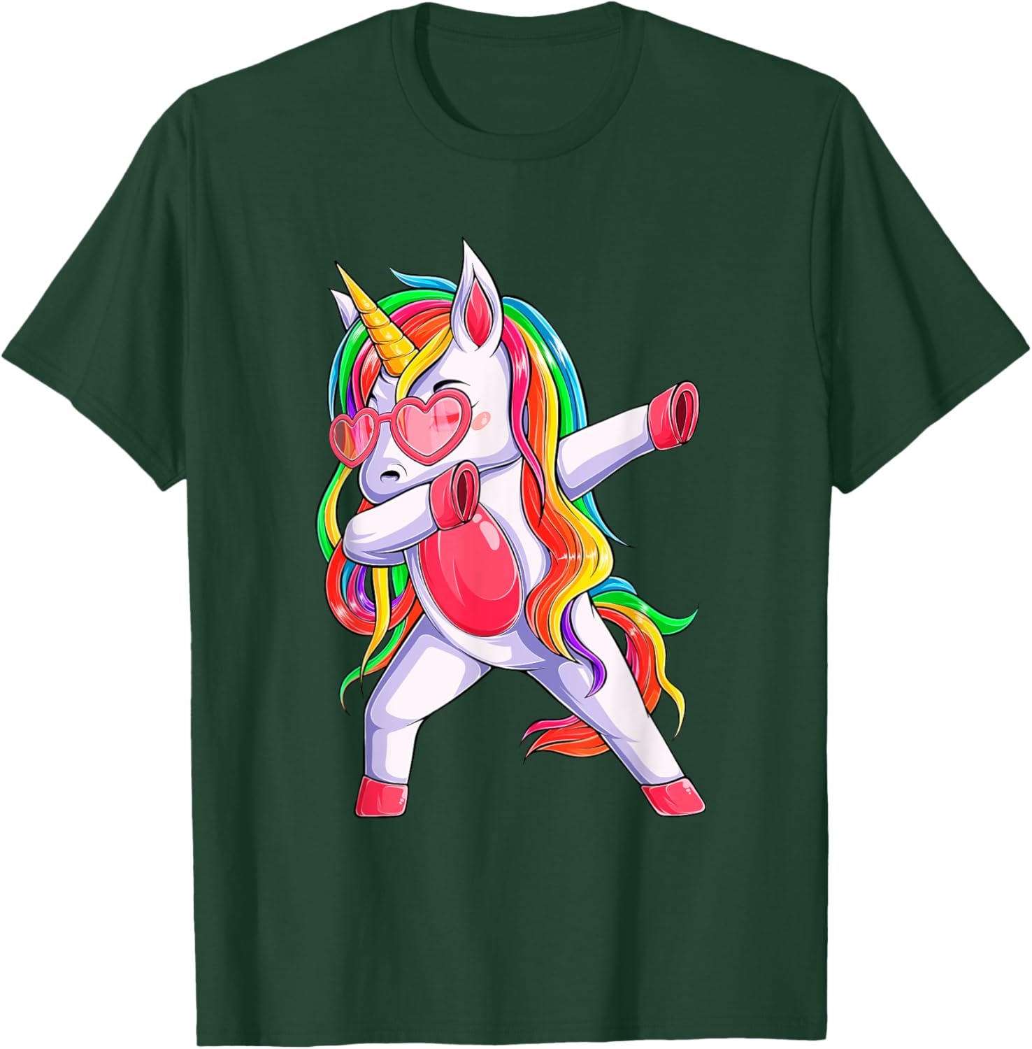 Dabbing Unicorn Party Birthday Rainbow Girls Kids Women Dab T-Shirt - T-Shirt | Forest