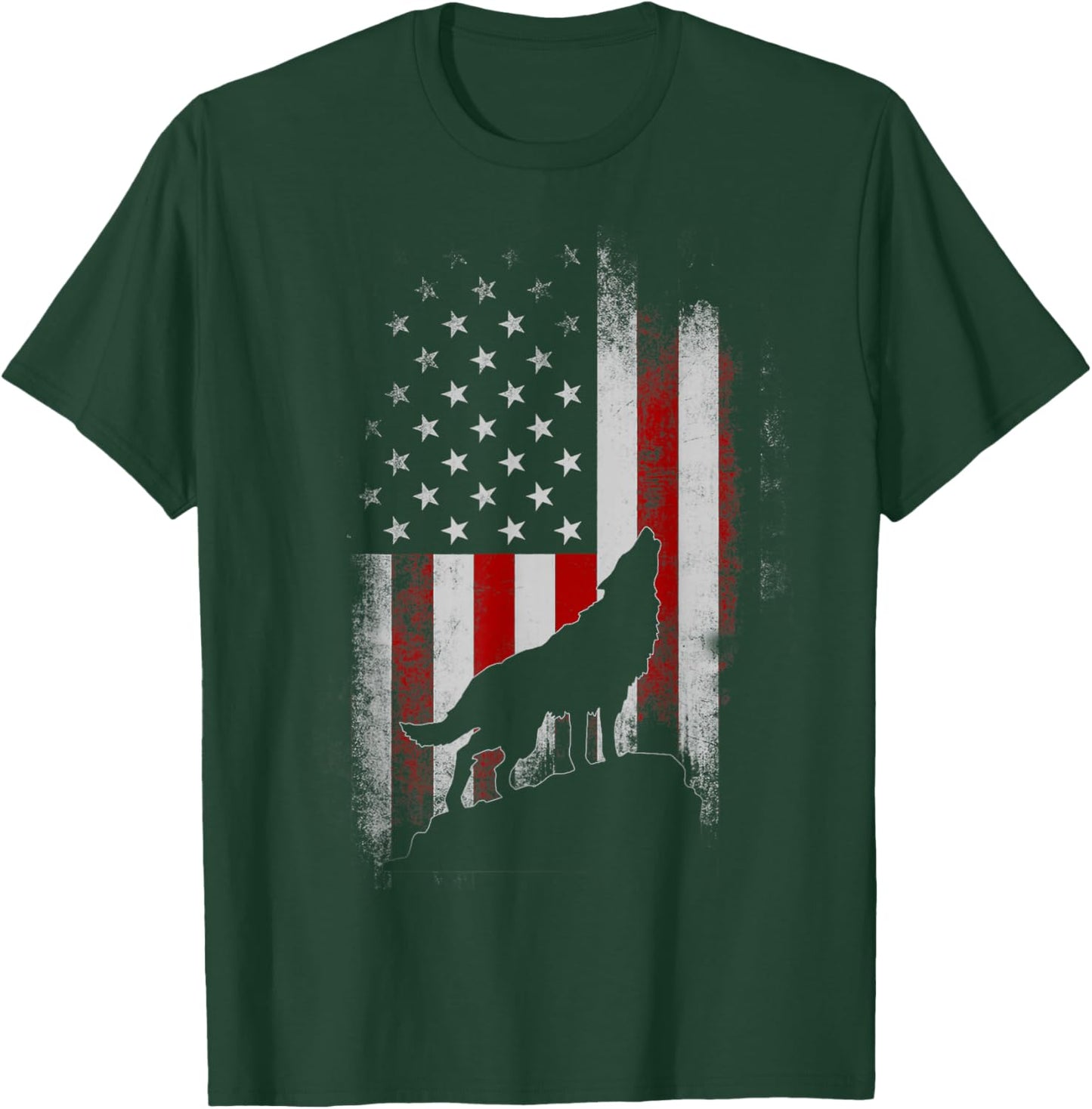 Wolf 4th of July American Flag Howling Wolves Patriotic T-Shirt - T-Shirt | Forest