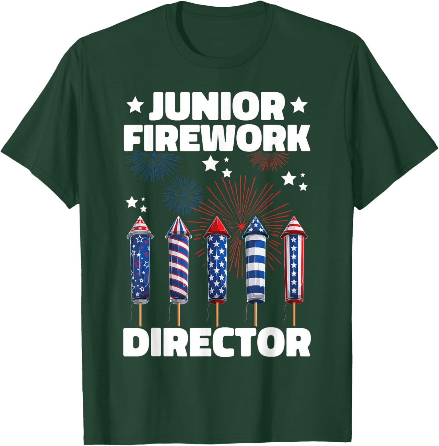 Junior Firework Director Kids American 4th Of July T-Shirt - T-Shirt | Forest