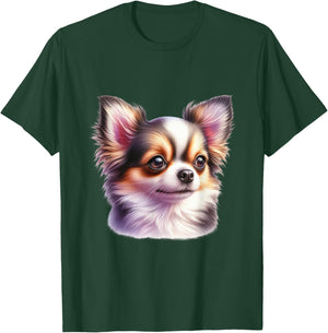 Chihuahua Floral Aquarell Langhaar Chihuahua T-Shirt - T-Shirt | Forest