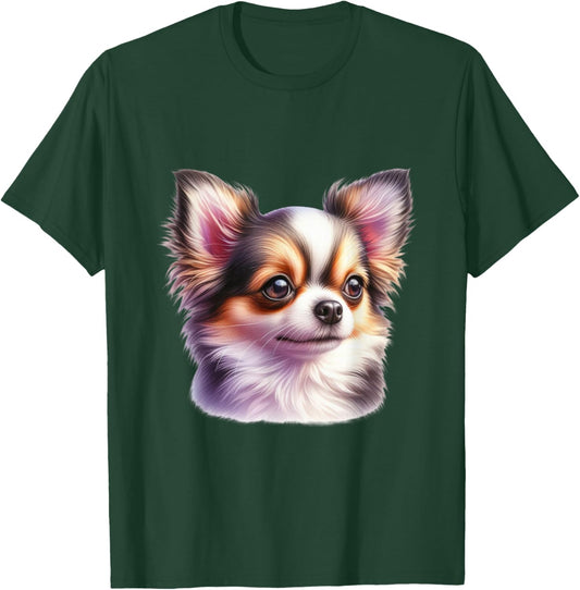 Chihuahua Floral Aquarell Langhaar Chihuahua T-Shirt - T-Shirt | Forest