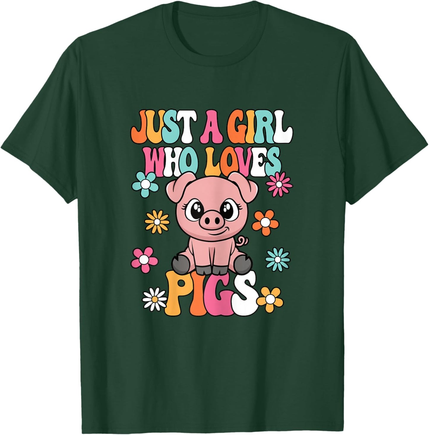 Just A Girl Who Loves Pigs Cute Groovy Piglet Lover Kids T-Shirt - T-Shirt | Forest