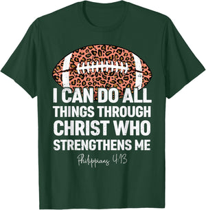 Philippians 4:13 I Can Do All Things Football Leopard Bible T-Shirt - T-Shirt | Forest