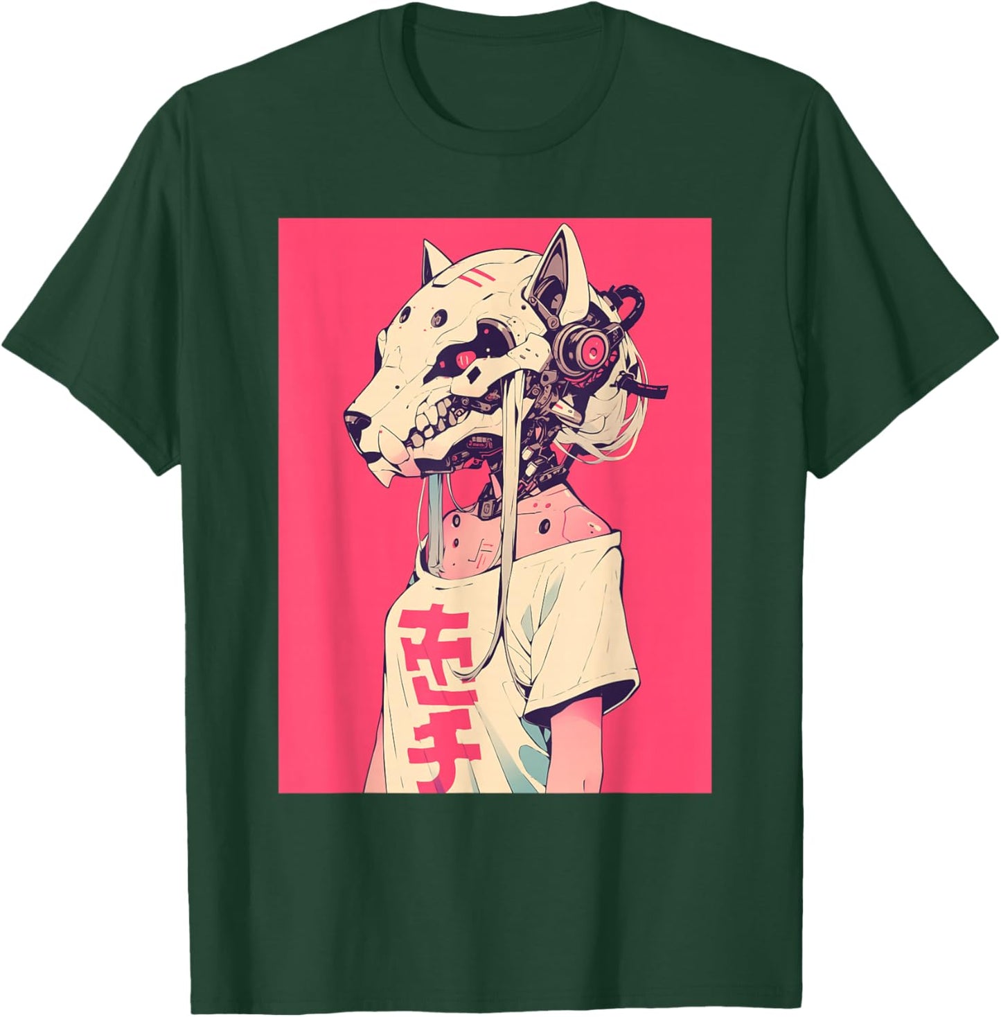 Anime Manga Cyberpunk Aesthetic Techwear Harajuku Cat Girl T-Shirt - T-Shirt | Forest