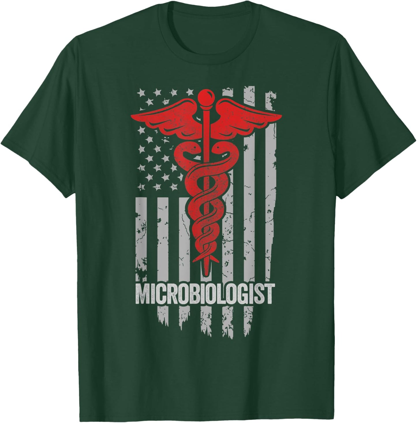American Flag Microbiologist, Microbiology Doctor Specialist Men T-Shirt - T-Shirt | Forest