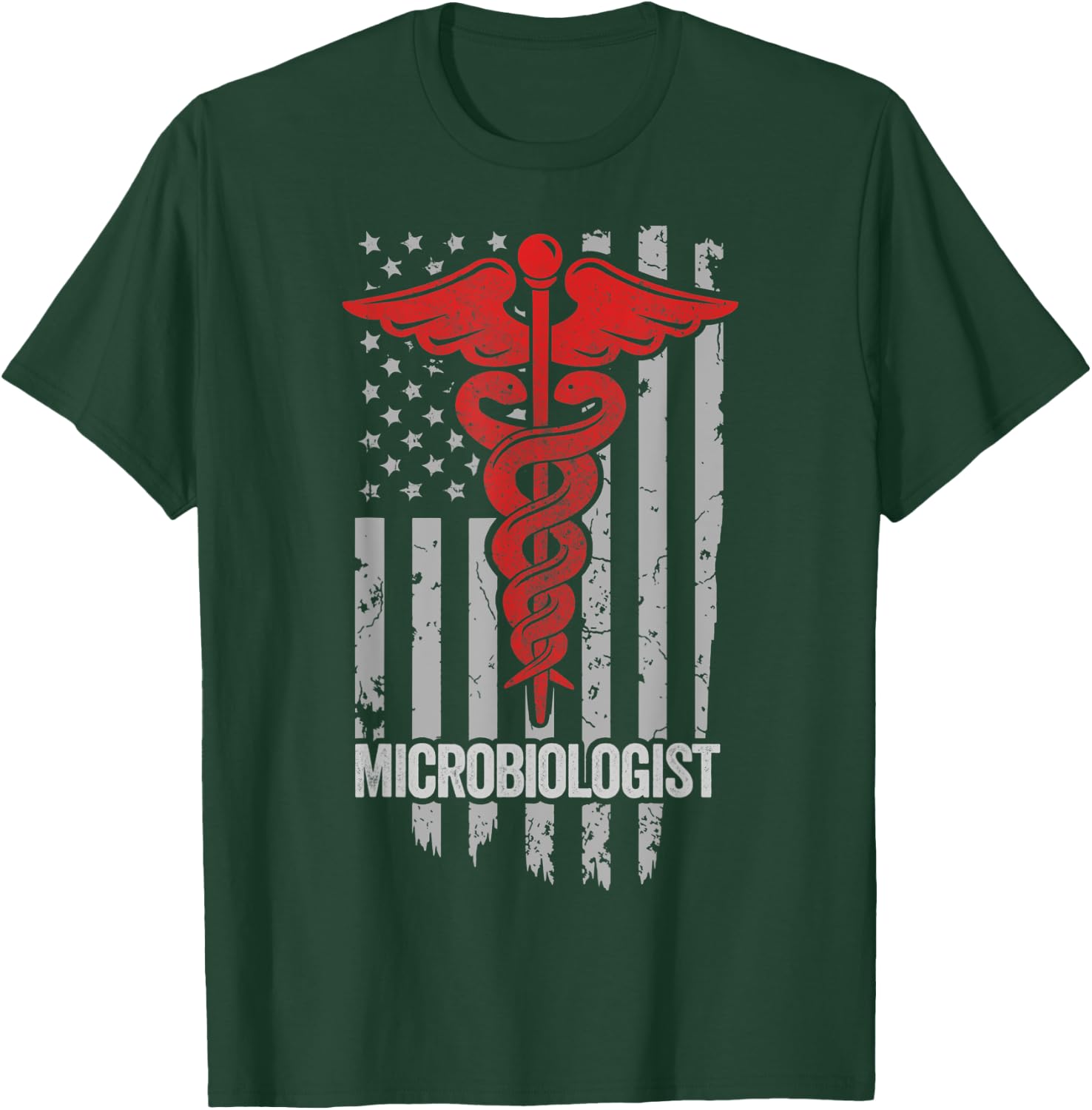 American Flag Microbiologist, Microbiology Doctor Specialist Men T-Shirt - T-Shirt | Forest