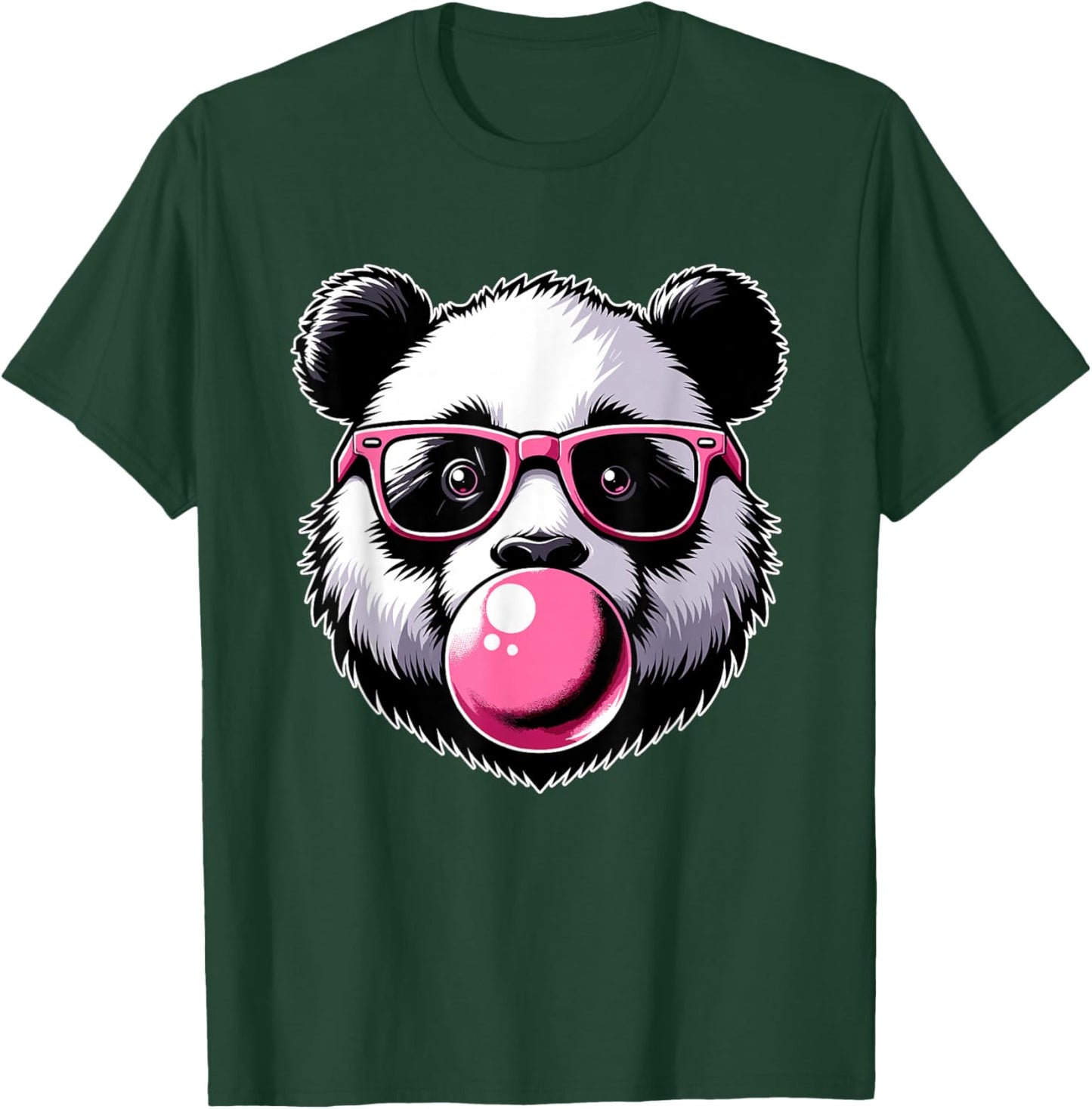 Cool Panda With Glasses, Chewing Gum Bubble & Panda Face T-Shirt - T-Shirt | Forest