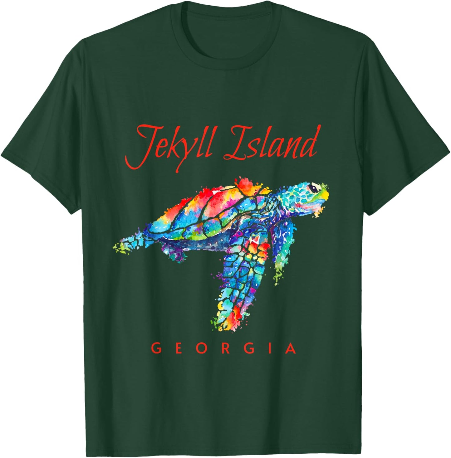 Jekyll Island Georgia Watercolor Sea Turtle T-Shirt - T-Shirt | Forest
