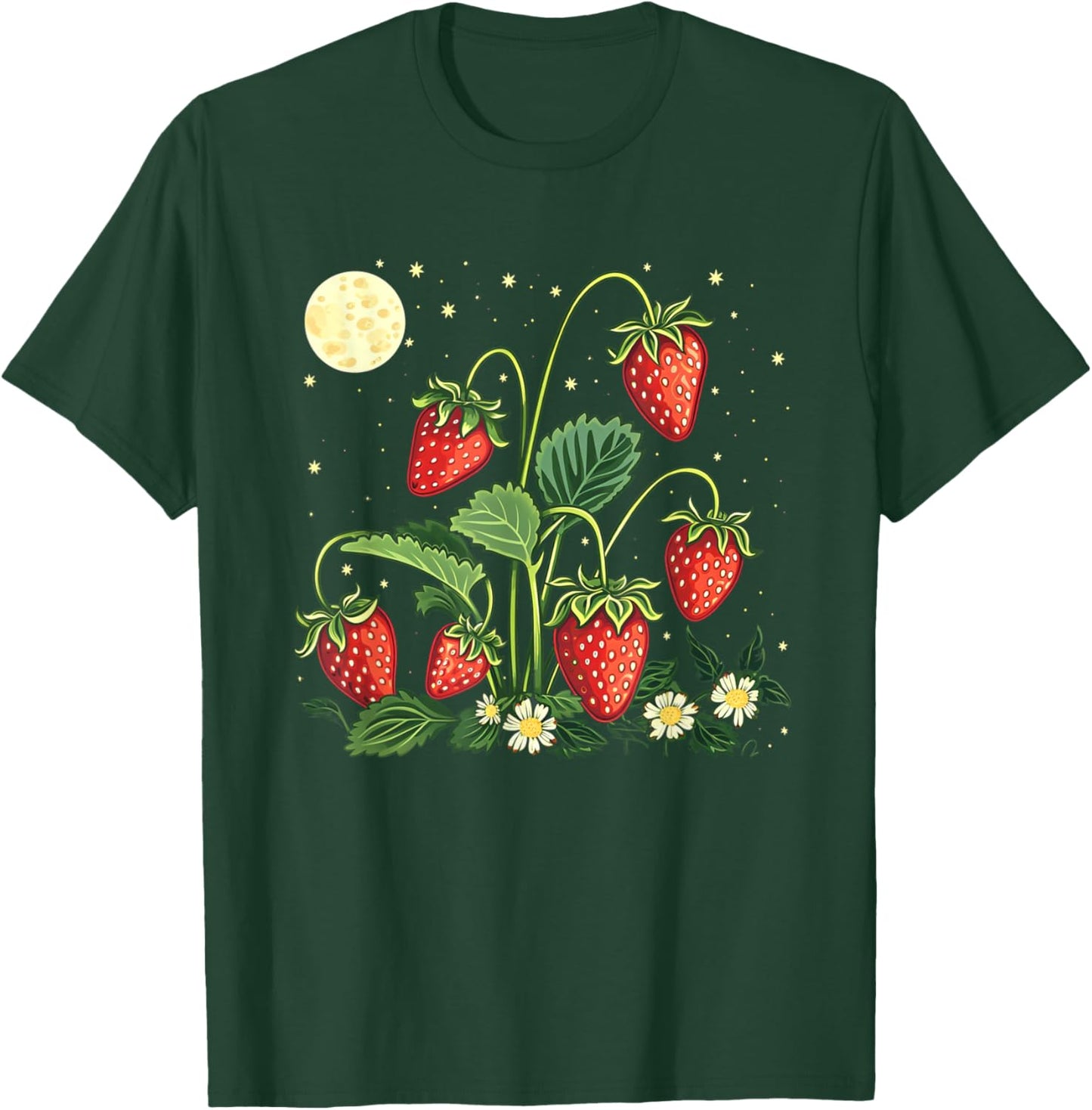 Funny Strawberry Plants by Night with full moon outfit T-Shirt - T-Shirt | Forest
