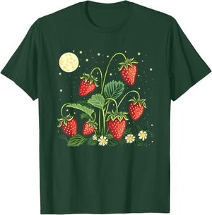 Funny Strawberry Plants by Night with full moon outfit T-Shirt - T-Shirt | Forest