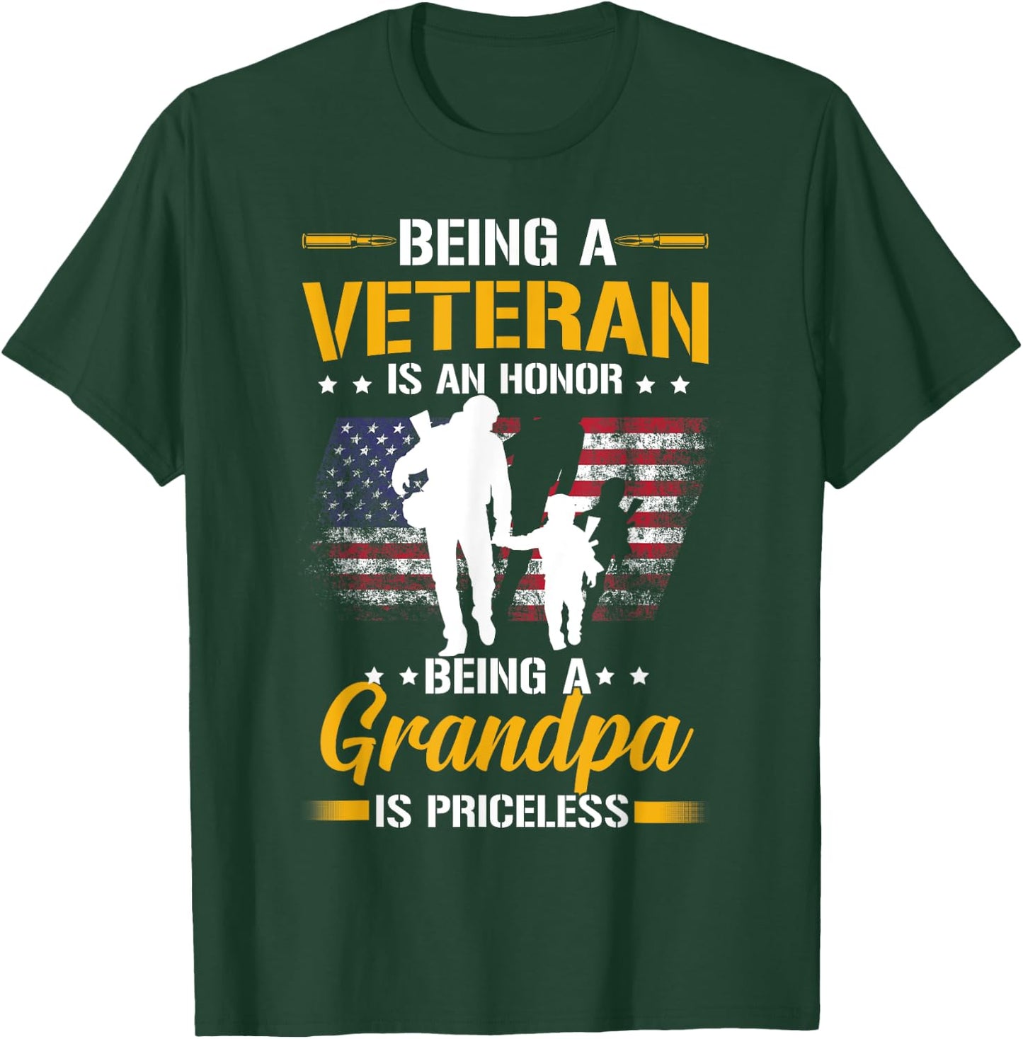 Being A Veteran Is Honor Being A Grandpa Is Priceless T-Shirt - T-Shirt | Forest
