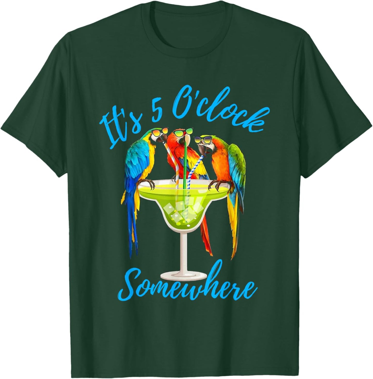 It's 5 O'clock Somewhere Funny Parrot Summer Beach Vacation Women T-Shirt - T-Shirt | Forest