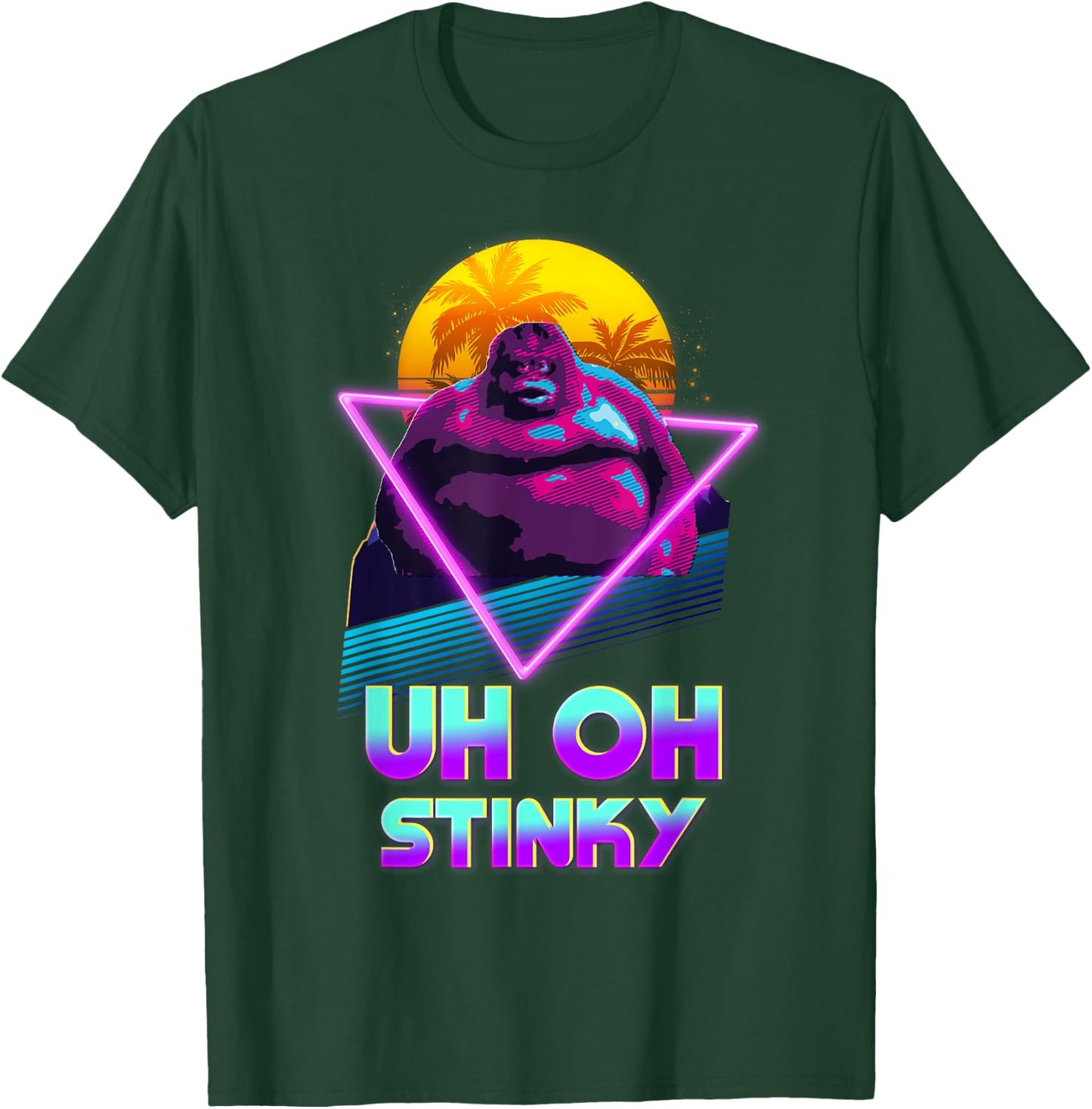 Uh Oh Stinky Poop Le Monke 80s Vaporwave Outrun Style T-Shirt - T-Shirt | Forest