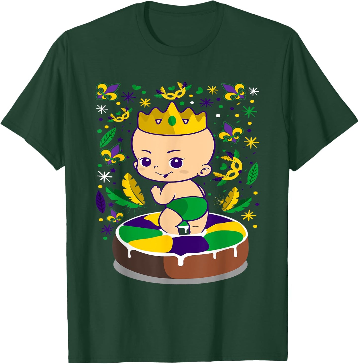King Cake Mardi Gras Baby Louisiana Gift T-Shirt - T-Shirt | Forest