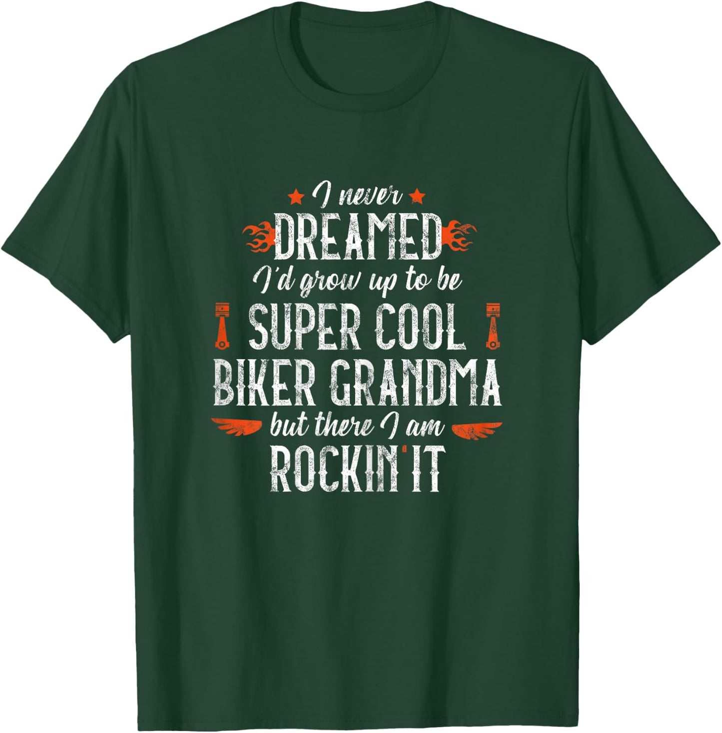 Motorcycle Grandma Biker Vintage Grandmother Outfit Short Sleeve T-Shirt - T-Shirt | Forest